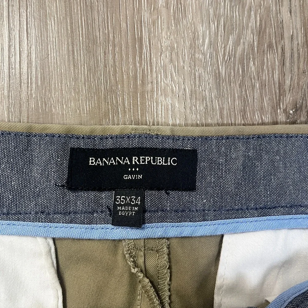 Banana Republic Gavin Chino Pants 35x34 Brown Tan Cotton 100% Cotton Straight